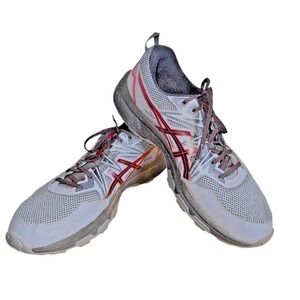 ASICS Gel Venture 8 MENS 11 PRE-OWNED Gray/Red Running Comfort‎ Shoes/Sneakers